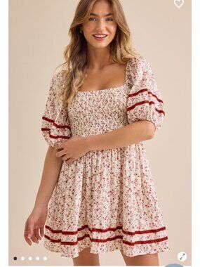 Altar'd State Dress Chaya Puff Sleeve Mini Dress